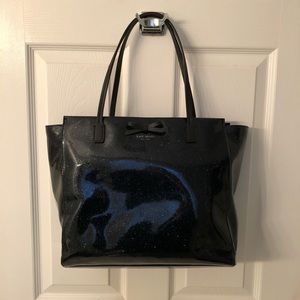 KATE SPADE dark blue glitter tote bag